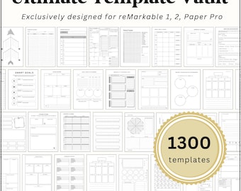1300+ Productivity Templates for reMarkable 1, 2, Paper Pro | Lifetime Access | Planners, Work, Business, Study