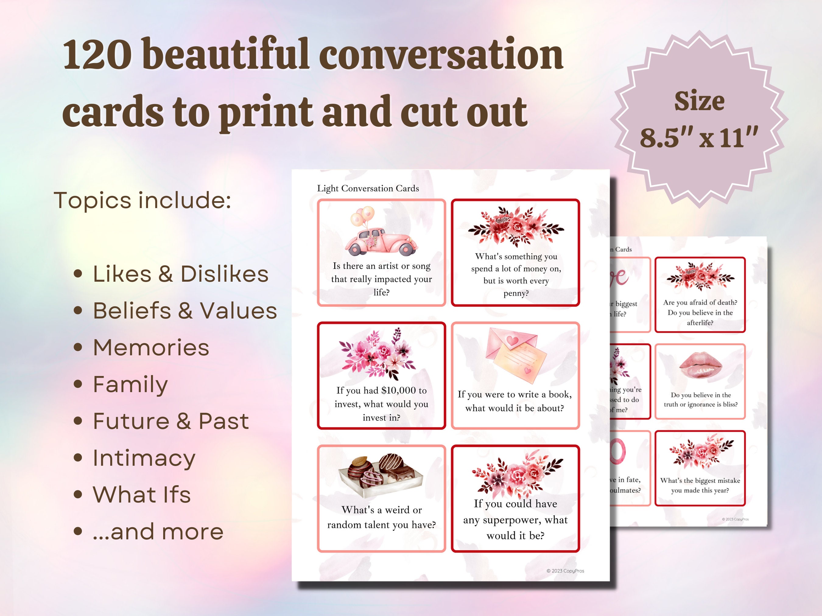 120 Date Night Conversation Cards Romantic Conversation Starters ...