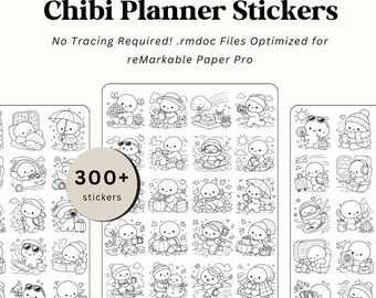 Más de 300 pegatinas chibi para agendas sin dejar rastro / Archivos .rmdoc nativos para reMarkable Paper Pro