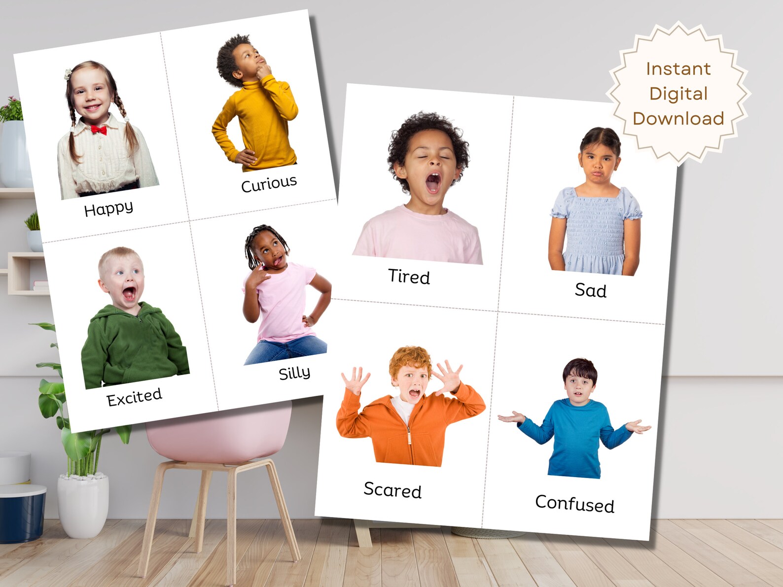 Real Photos Emotion Flashcards | Printable Emotion Cards | Feelings ...