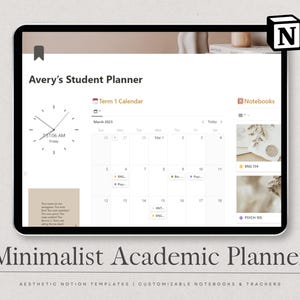 Undated Minimalist Student Planner | Notion Academic Planner Template | College Dashboard for School, Assignments, Schedule & Study Goals