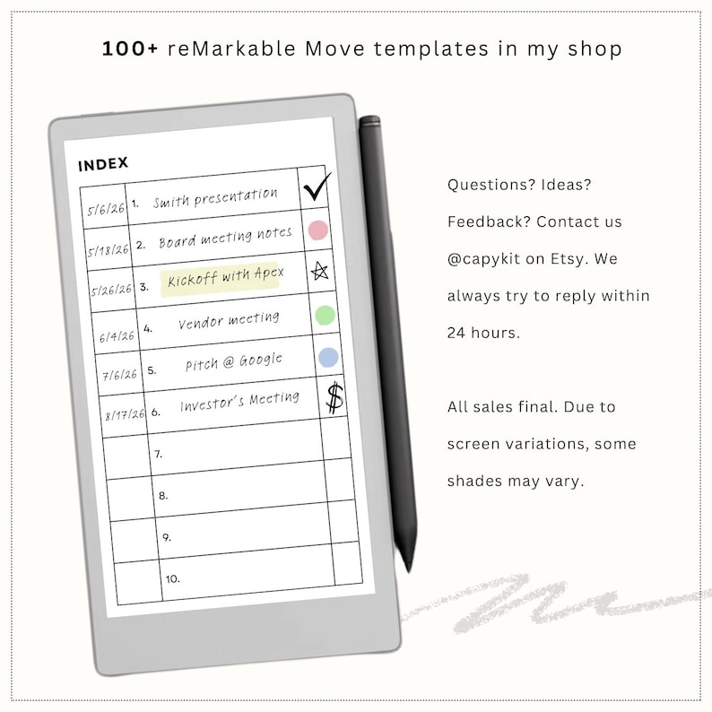 Remarkable Paper Pro Move Color Coded Notebooks | Hyperlinked, Undated ...