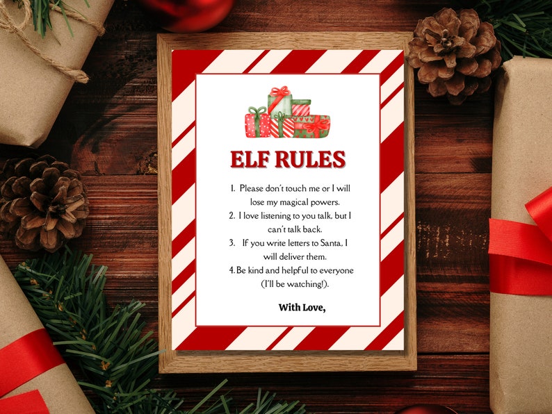 Elf Rules Sign Printable Elf Arrival Shelf Rules Christmas Etsy