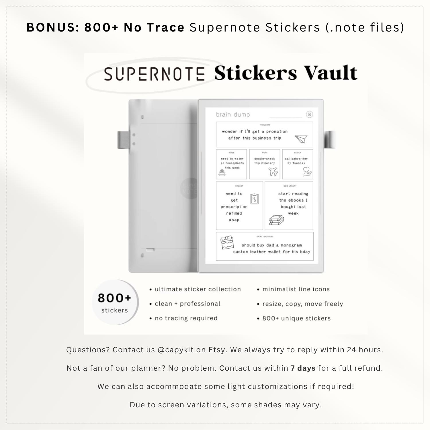 2026 Supernote Bullet Journal Bundle | 890 Items | Portrait Templates ...