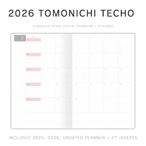 2026 Hobonichi Digital Planner, Aug-Dec 2025, and Undated Version | Landscape Minimalist Japanese Techo | Bonus 100+ Stickers & Inserts