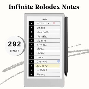 Infinite Notebook for reMarkable Paper Pro Move | Rolodex Style Hyperlinked Notebook | Undated, Reusable Productivity Notebook