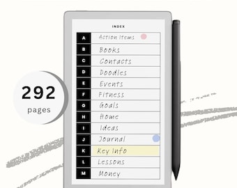 Infinite Notebook for reMarkable Paper Pro Move | Rolodex Style Hyperlinked Notebook | Undated, Reusable Productivity Notebook