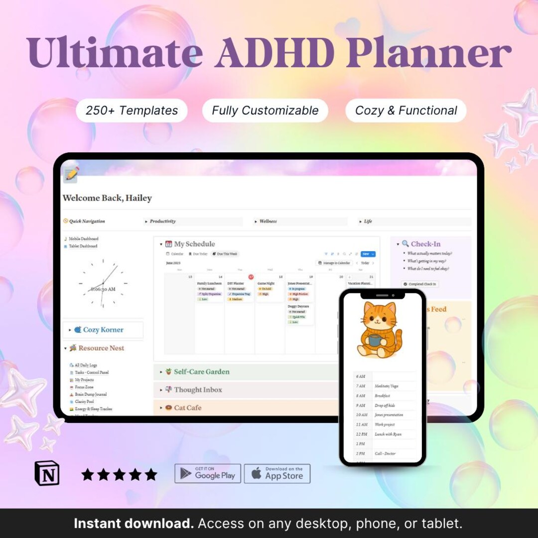 Ultimate ADHD Planner | Kawaii Aesthetic Second Brain | Notion Life ...