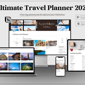Notion Travel Planner Journal Template | Digital Vacation Planner Dashboard | Itinerary, Packing, Budget & Trip Journal 2025
