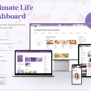 Life Dashboard 2025 | Notion Planner | 117 Templates | All in One Notion Planner | Aesthetic Notion Life OS