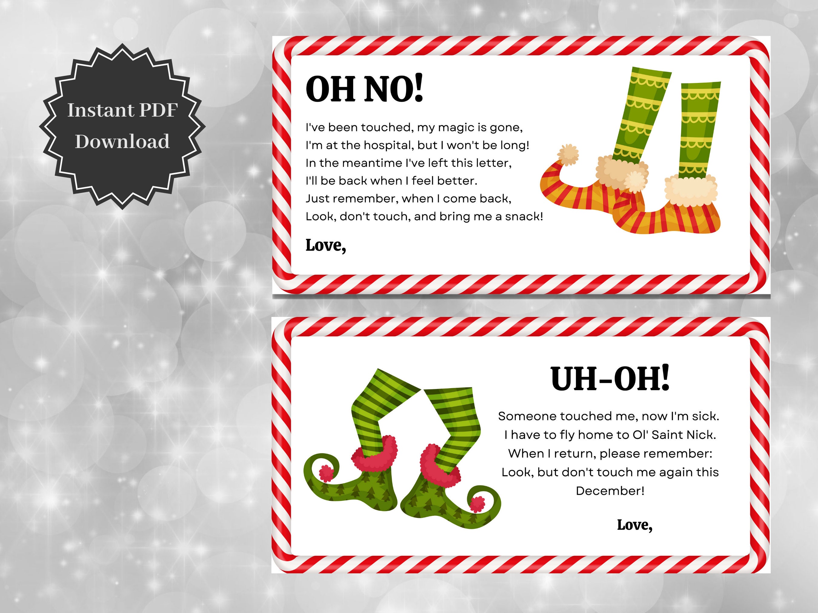 Elf Got Touched Letters Christmas Elf Printable Instant Download Etsy