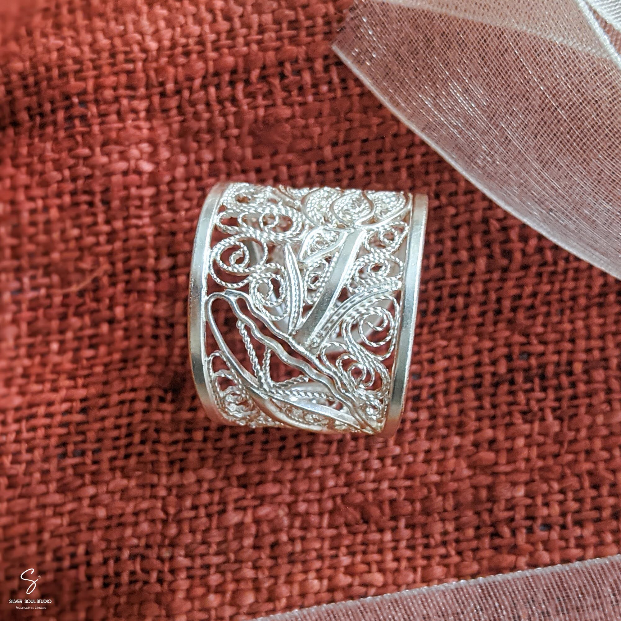 •LOTUS & FRUIT• adjustable recycled silver ring