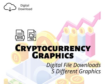 5x CryptoCurrency Clip Art Graphics PNG & SVG Digital Download Bitcoin Crypto - Instant Downloads - Transparent Backgrounds