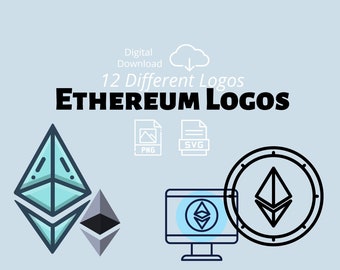 12x Ethereum Logos PNG & SVG Digital Download Cryptocurrency - Instant Downloads - Crypto - Transparent Backgrounds