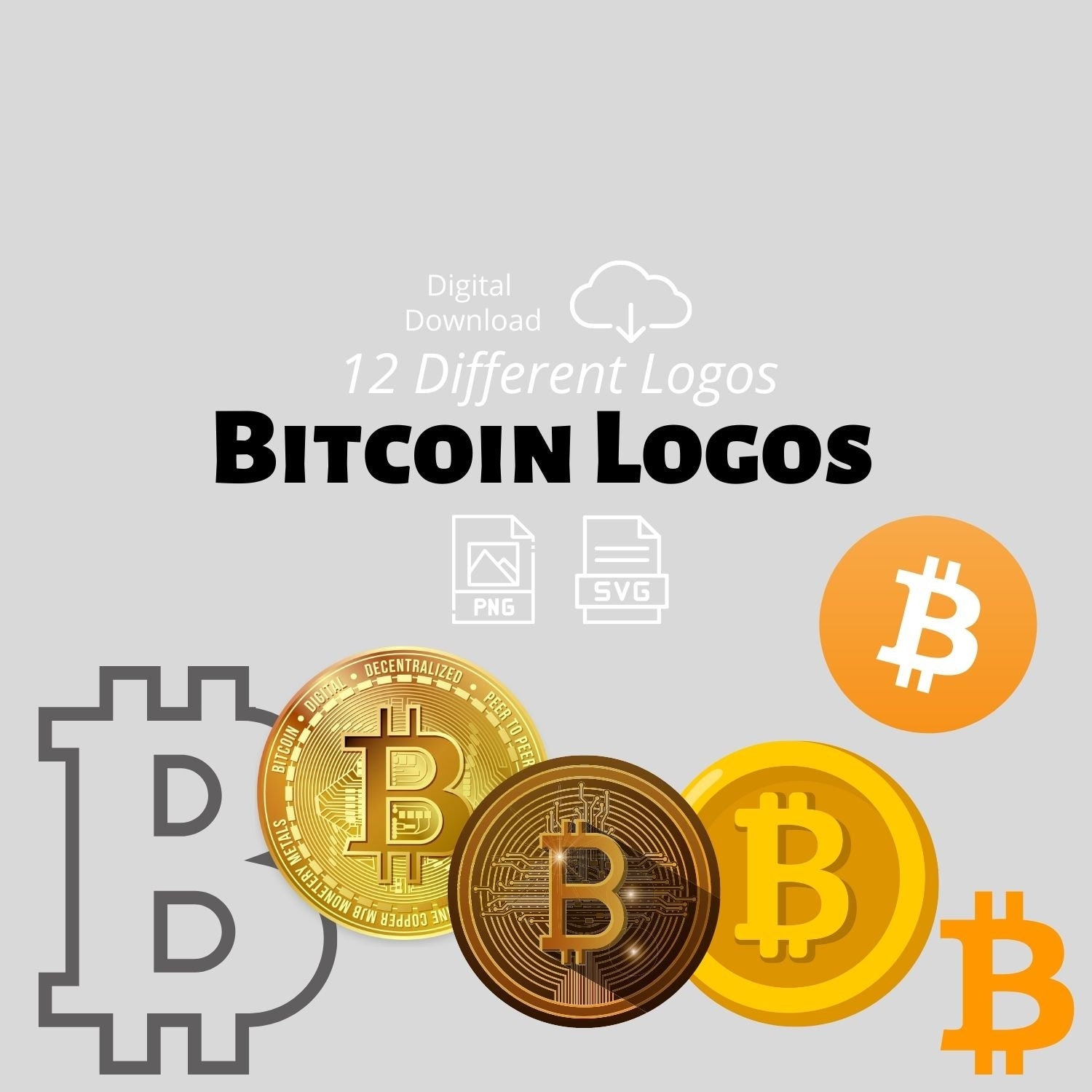 12x ビットコイン ロゴ PNG & SVG デジタル ダウンロード 暗号通貨 - 即時ダウンロード - 暗号 - 透明な背景 - Etsy 日本
