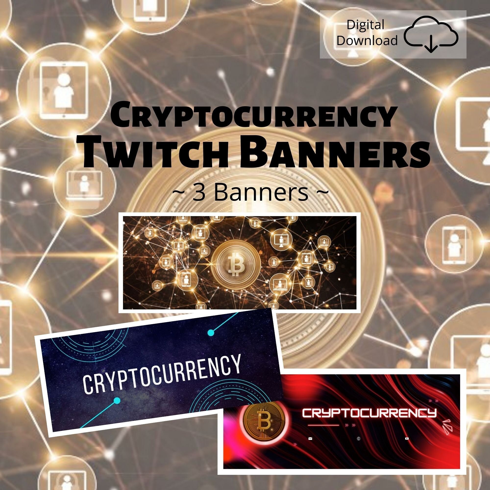3x Twitch Banners for Cryptocurrency - Instant Downloads - Three Promo  Banners - Fully Customizable with Crypto Channel Details