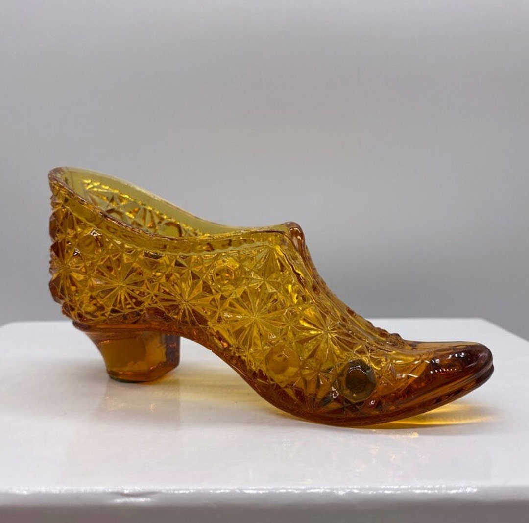 Vintage/antique Fenton Glass Slipper/shoe in Amber Etsy