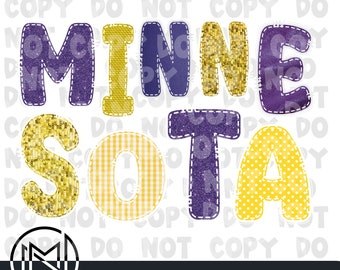 Minnesota PNG | Vikings png | Digital Download PNG for Sublimation and Direct to Film Transfers | Faux Embroidery PNG | Doodle Letters