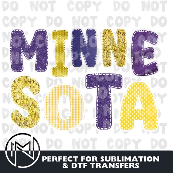 Minnesota PNG | Vikings png | Digital Download PNG for Sublimation and Direct to Film Transfers | Faux Embroidery PNG | Doodle Letters