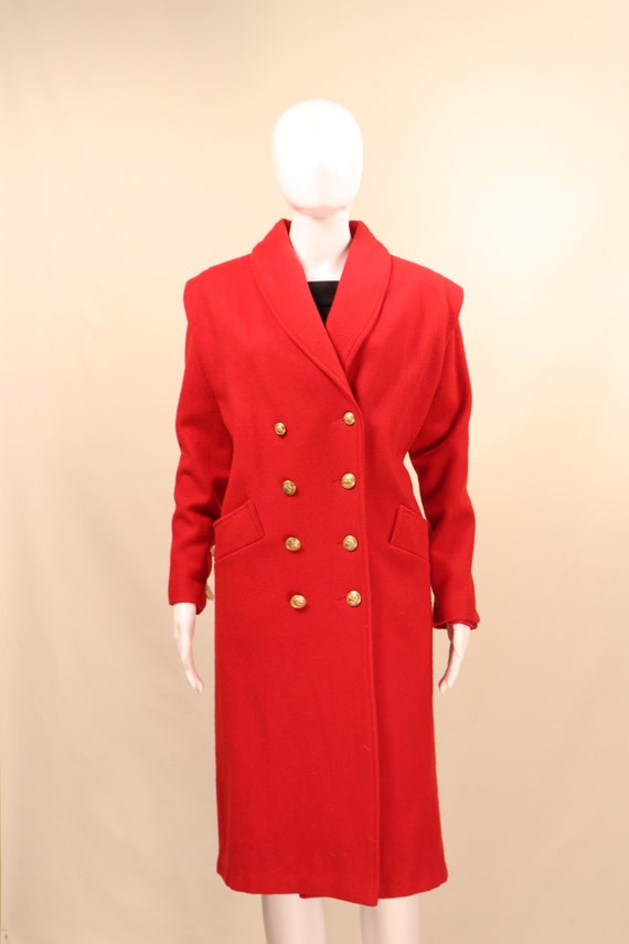 Vintage Double Breasted Red Wool Coat