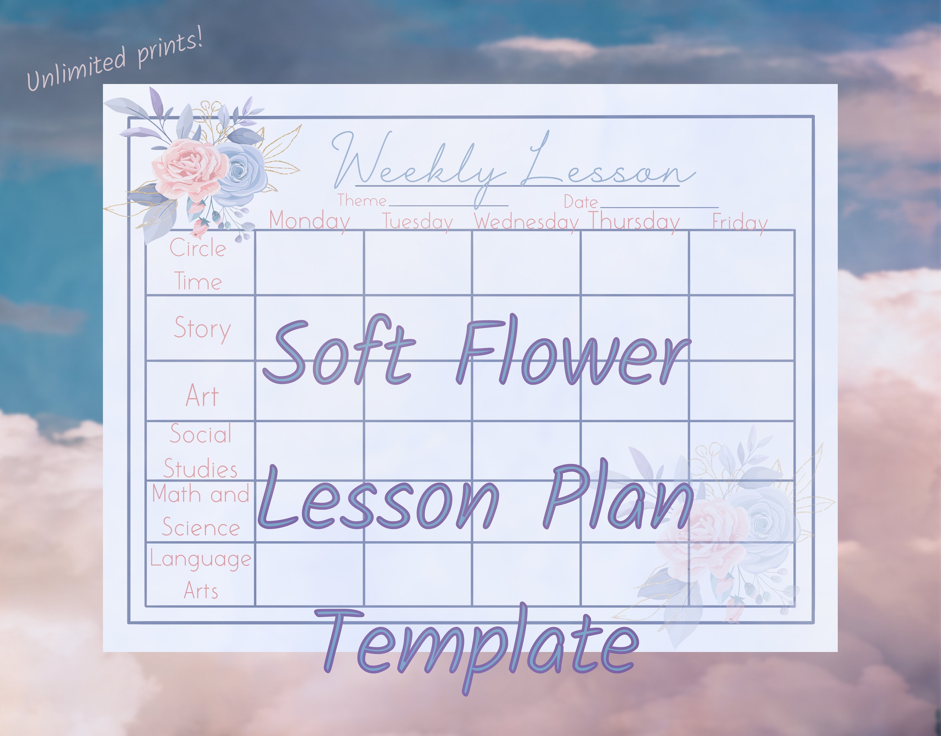Soft Flower Lesson Plan Template for Preschool or Daycare Etsy