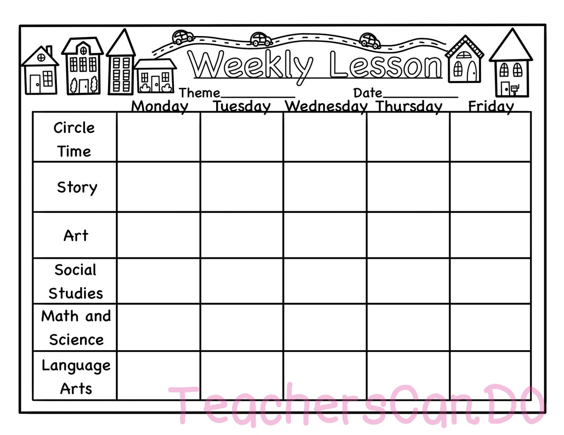Preschool/toddler/daycare Neighborhood Themed Lesson Plan Template Etsy