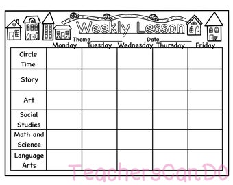 Preschool/Toddler/Daycare Neighborhood Themed Lesson Plan Template