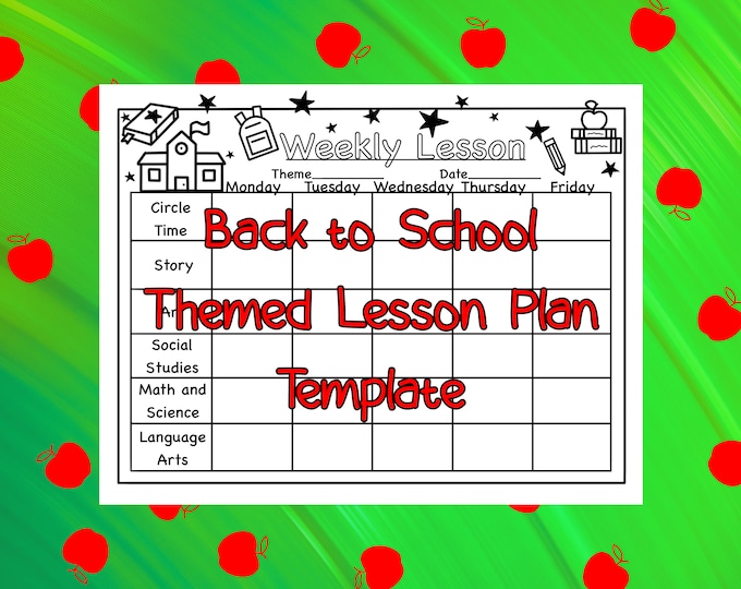 Back to School Themed Lesson Plan Template for - Etsy