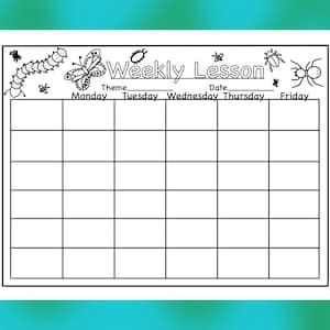 Preschool/Daycare Bug Themed Lesson Plan Template