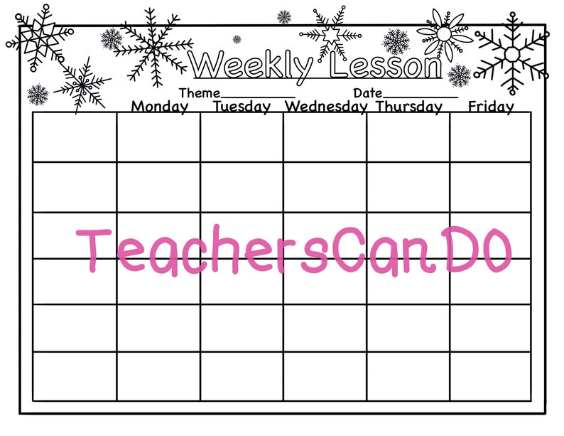 Snowflake Themed Lesson Plan Template, Preschool, Prek - Etsy