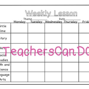 Blank Preschool/Daycare/Toddler Lesson Plan Template