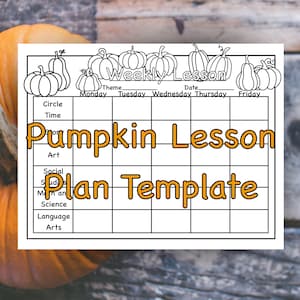 Pumpkin Themed Preschool Lesson Plan Template - Instant Download