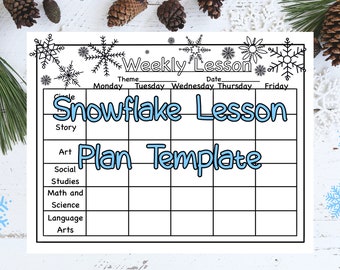 Snowflake Themed Lesson Plan Template, Preschool, PreK