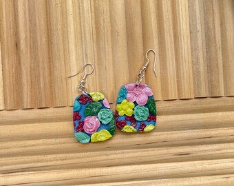 Hand made polymer clay dangle earrings