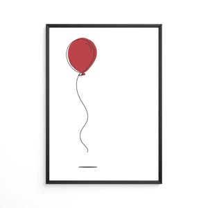 Line Art - Single balloon illustration - Minimalist Artwork Print- A5, A4, A3 and Digital download.