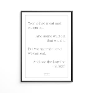Selkirk Grace - Robert Burns Verse Print - Celebrate Scotland&#39;s national bard Robert Burns with his timeless and poetic verses