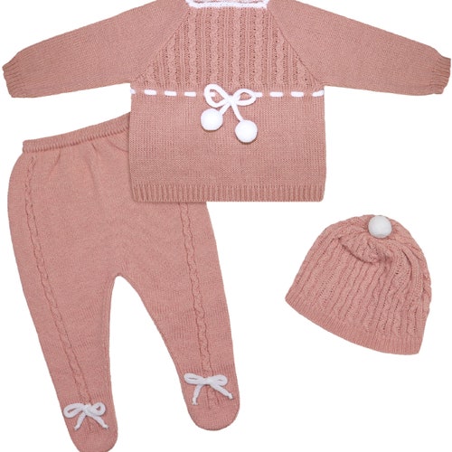Newborn Baby Knitted Clothes Set Coming Home Infant Knit Etsy