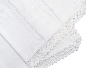 Newborn Baby Knitted Blanket, Unisex Spanish Shawl, Baptism, Christening, Baby Shower Gift, Stroller, Coming Home Blanket, (White/Lace) 4049
