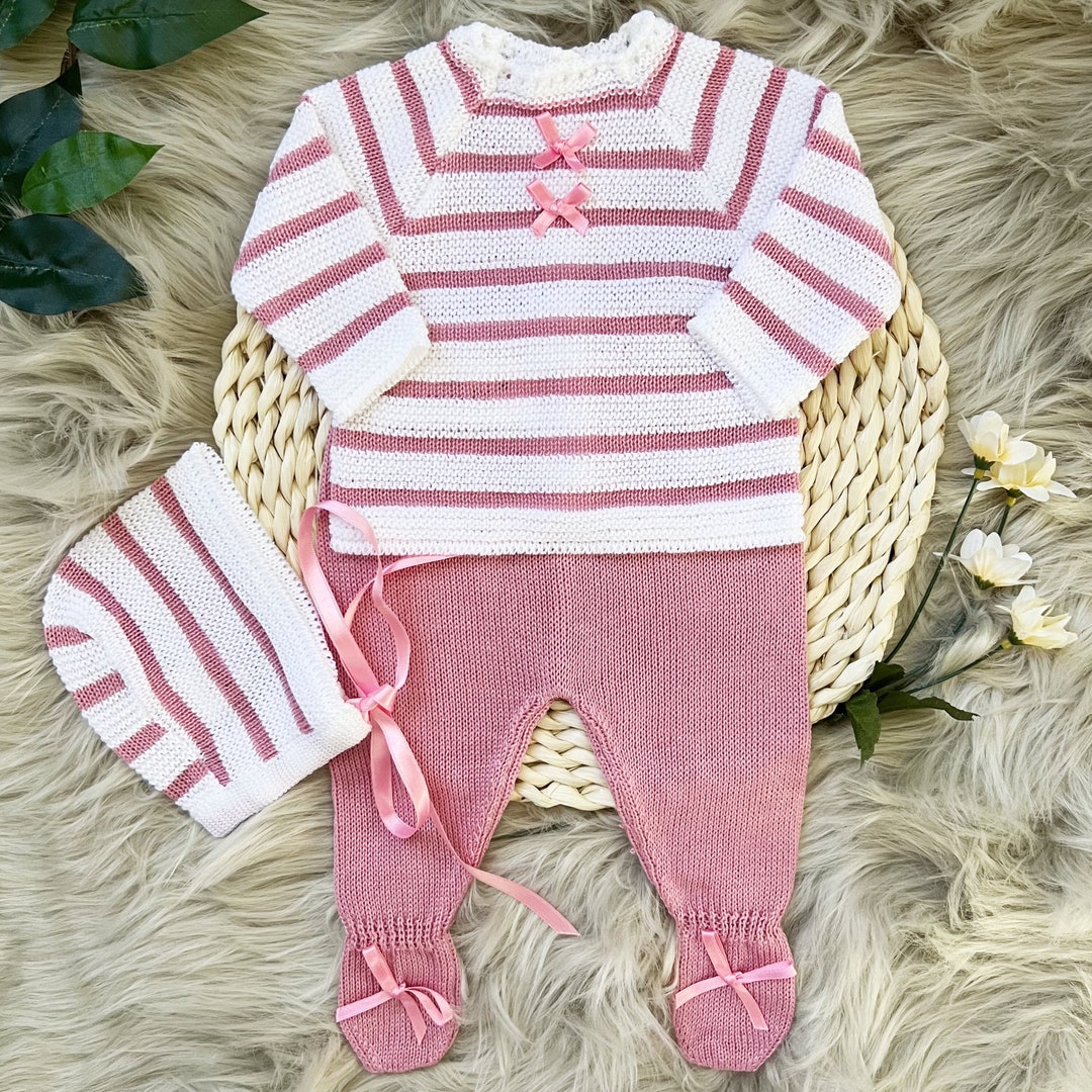 Newborn Knitted Clothes Baby Lace Outfit Coming Home Etsy