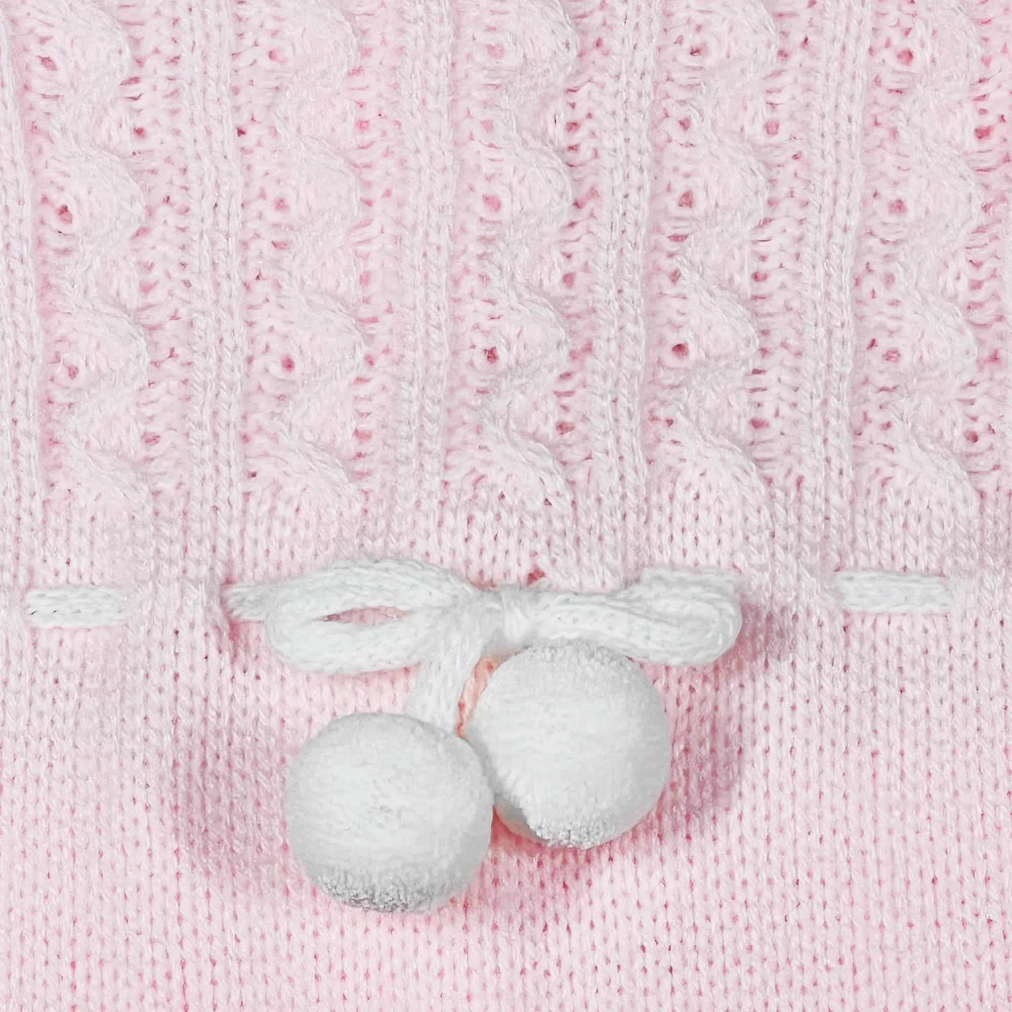 Set Completo Neonata Bambina 3 Pezzi In Maglia Con Cappottino E Copricapo, Rosa Spagnolo, Carrozzina - Foto 1