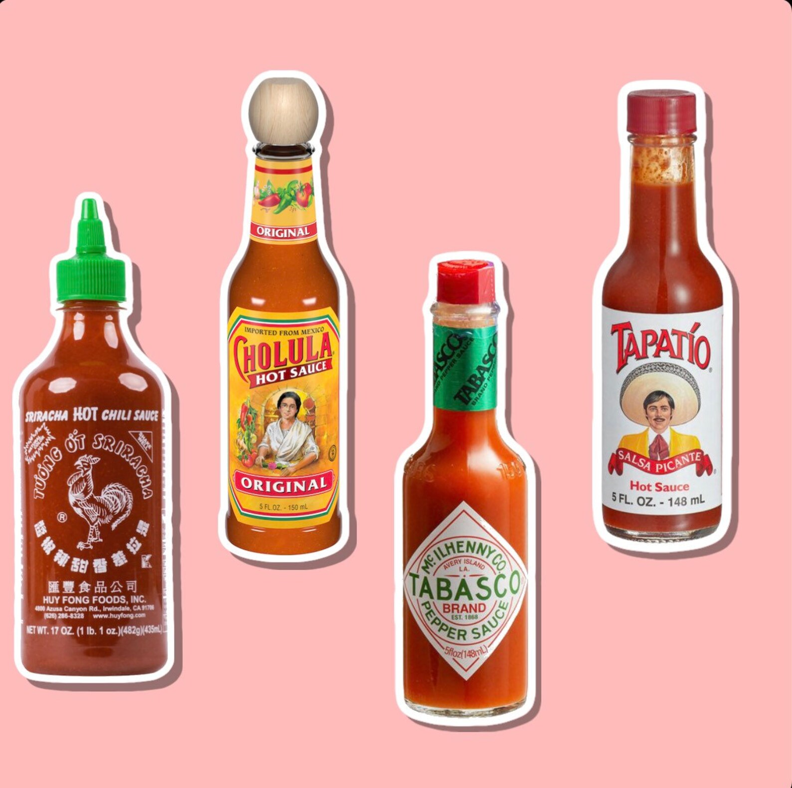 Sriracha Tabasco Cholula & Tapatio hot sauce stickers water Etsy