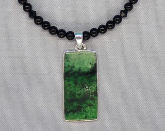 Grossular Garnet 925 Sterling Silver Pendant Onyx Gemstones Necklace