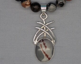 Sonora Dendritic 925 Sterling Silver Pendant Silverleaf Gemstones Necklace