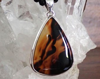 Montana Agate 925 Sterling Silver Pendant Onyx Gemstone Necklace