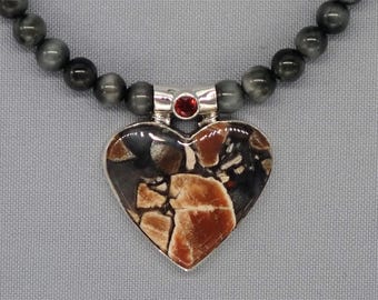 Tabu Tabu Jasper 925 Sterling Silver Pendant Eagle Eye Gemstones Necklace