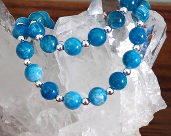 Apatite VibrantBlu Gemstones and Sterling Silver Necklace