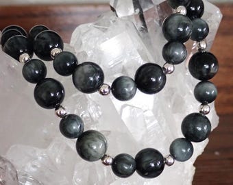 SilverGrey Eagles Eye and Silver Gemstones Necklace