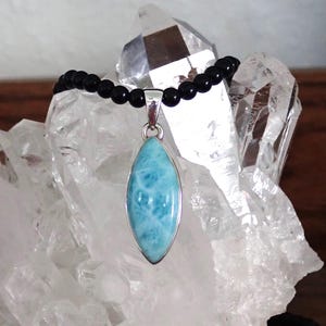 Larimar 925 Sterling Silver Pendant Onyx Gemstones Necklace DolphinStone