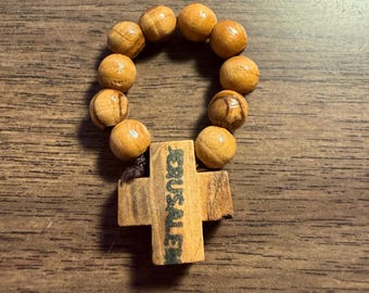 Rosario de madera de olivo de Tierra Santa hecho a mano