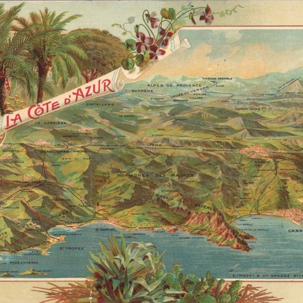 Affiche vintage La Côte d’Azur (Riviera Français)
